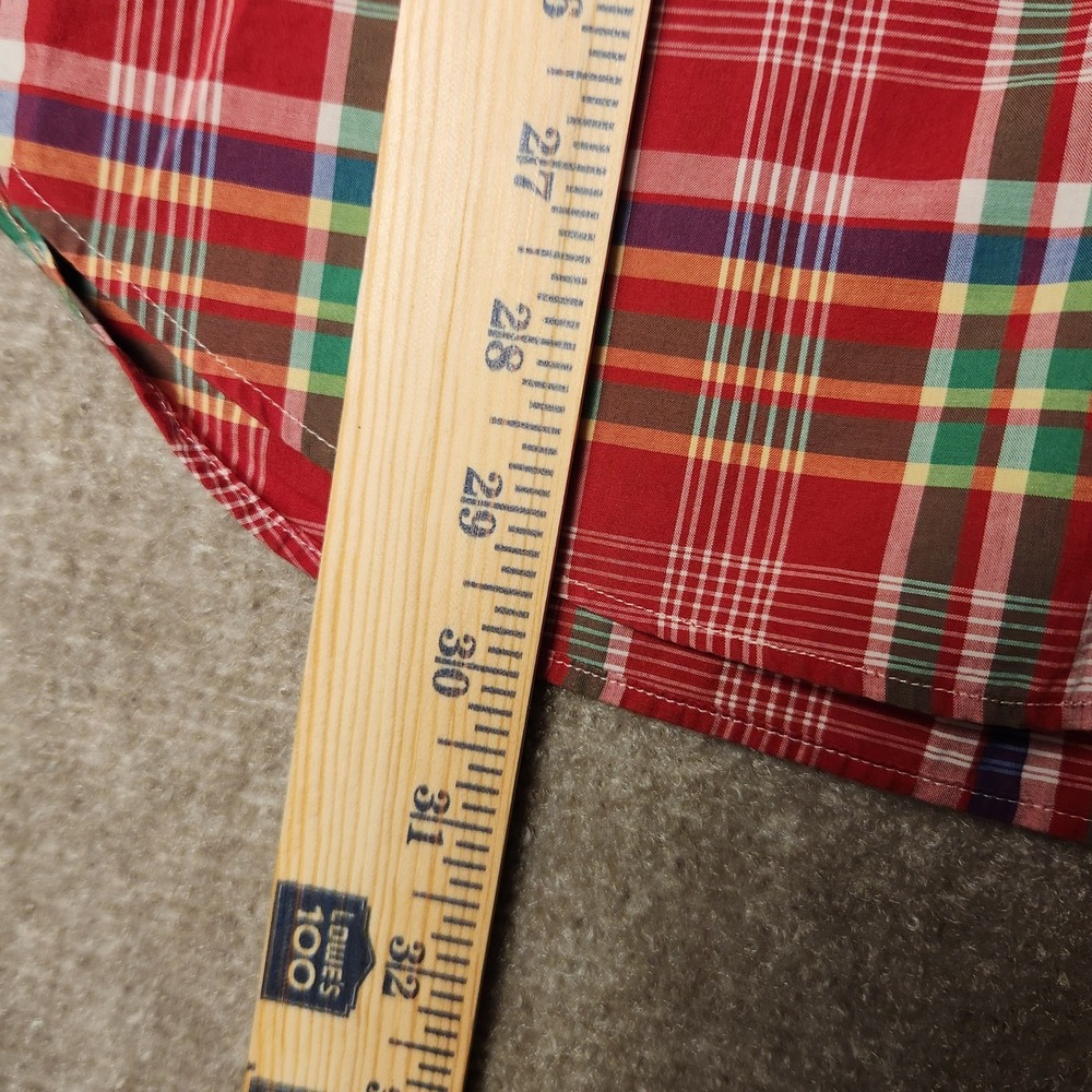 Ralph Lauren Plaid Shirt Mens Large Red Multi Classic Fit Short Sleeve Excellent - Picture 6 of 7